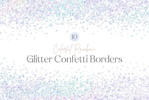 Rainbow Glitter Confetti Border Clipart