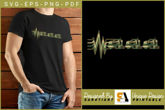 Truck Driver Heartbeat Sublimation Shirt Design